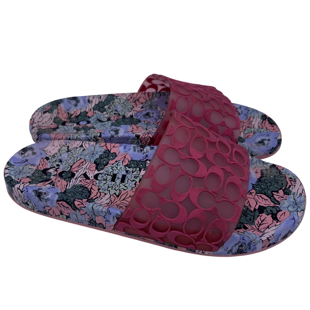 Coach Womens Size 9 Udele Sport Slide Sandals Orchid Beach Pink Embossed Logo - Picture 7 of 7